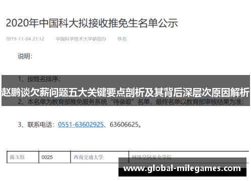 赵鹏谈欠薪问题五大关键要点剖析及其背后深层次原因解析